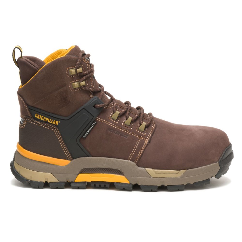CAT Edge Waterproof Nano Toe Men's Work Boots Coffee (AU N-963) Australia